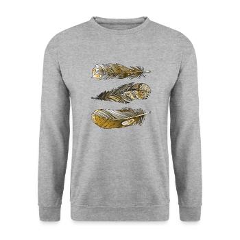 Colorful feathers - Unisex Sweatshirt - salt & pepper - Front - Alina (178cm) & Michal (187cm)