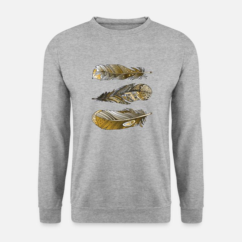 Bunte Federn - Unisex Pullover - Weißgrau meliert