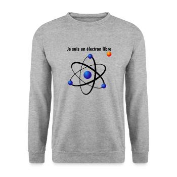 Electron libre style NASA - Sweat-shirt Unisexe - gris chiné - Devant - Alina (178cm) & Michal (187cm)