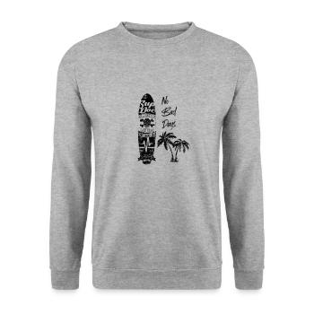 Logo skull png No Bad Days - Unisex Pullover - Weißgrau meliert - Vorne - Alina (178cm) & Michal (187cm)