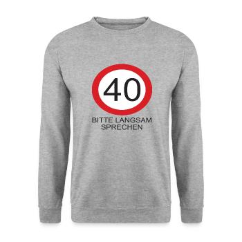 40 Jahre | Geburtstag - Unisex Pullover - Weißgrau meliert - Vorne - Alina (178cm) & Michal (187cm)