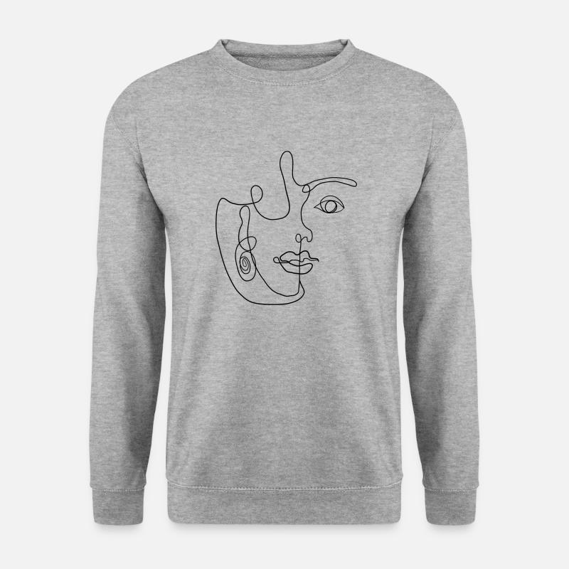 One Line Art - Unisex Pullover - Weißgrau meliert