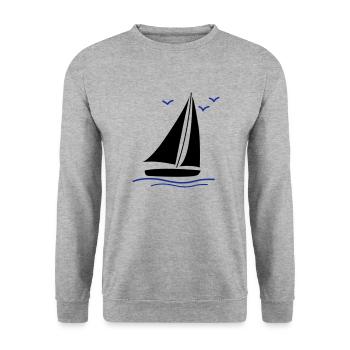 voilier 02 - Sweat-shirt Unisexe - gris chiné - Devant - Alina (178cm) & Michal (187cm)
