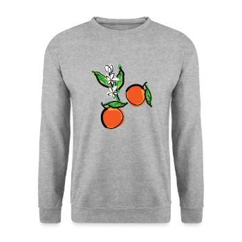 Mandarin Orange Früchte - Unisex Pullover - Weißgrau meliert - Vorne - Alina (178cm) & Michal (187cm)