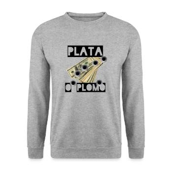 Plata o Plomo - Unisex Pullover - Weißgrau meliert - Vorne - Alina (178cm) & Michal (187cm)