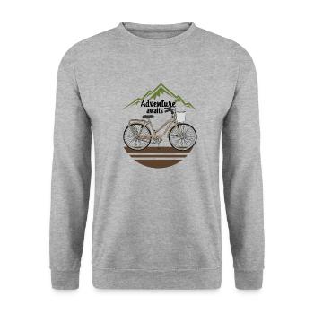 Adventure Awaits - Unisex Sweatshirt - salt & pepper - Front - Alina (178cm) & Michal (187cm)