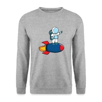 Astronaute à bord d’une fusée - Sweat-shirt Unisexe - gris chiné - Devant - Alina (178cm) & Michal (187cm)