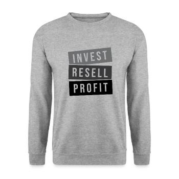 Invest Resell Profit - Unisex Pullover - Weißgrau meliert - Vorne - Alina (178cm) & Michal (187cm)