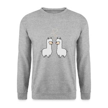 Amour de l’alpaga - Sweat-shirt Unisexe - gris chiné - Devant - Alina (178cm) & Michal (187cm)