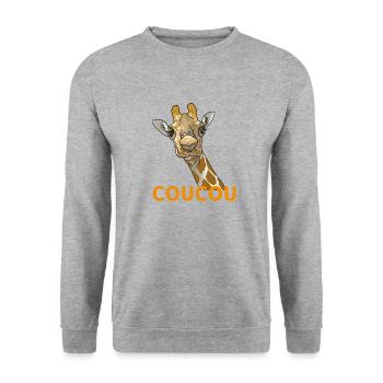 Girafe Coucou - Sweat-shirt Unisexe - gris chiné - Devant - Alina (178cm) & Michal (187cm)