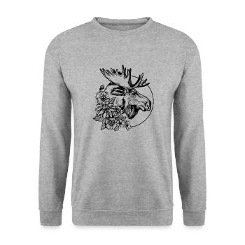 Elch Skandinavien Schweden Design - Unisex Pullover - Weißgrau meliert - Vorne - Alina (178cm) & Michal (187cm)