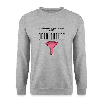 Alkohol Es gehört mehr getrichtert Malle sauf Bier - Unisex Pullover - Weißgrau meliert - Vorne - Alina (178cm) & Michal (187cm)
