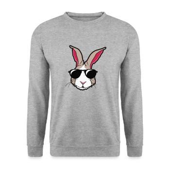 Rabbit with sunglasses Rabbit's head Gift idea - Unisex Sweatshirt - salt & pepper - Front - Alina (178cm) & Michal (187cm)