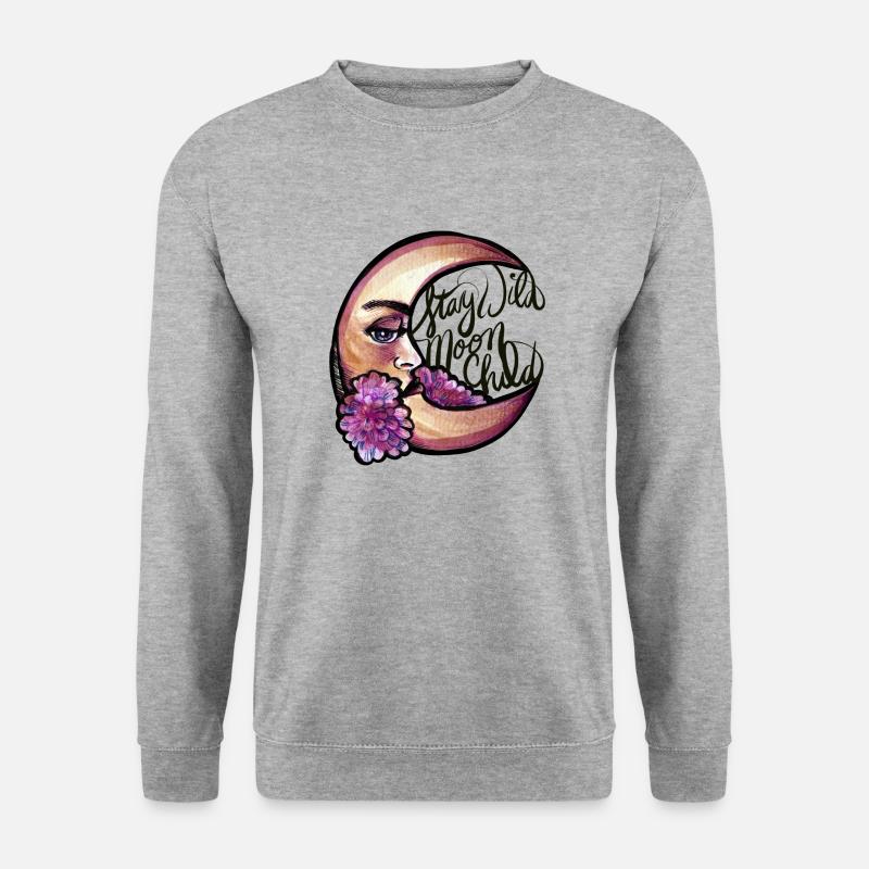 Bleib Wild MoonChild - Unisex Pullover - Weißgrau meliert