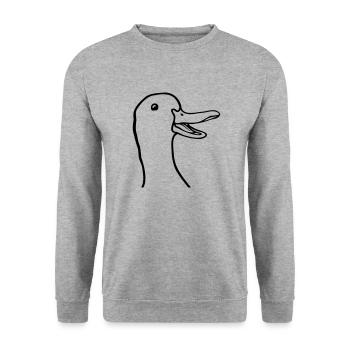 Comic Kopf süße Gans - Unisex Pullover - Weißgrau meliert - Vorne - Alina (178cm) & Michal (187cm)