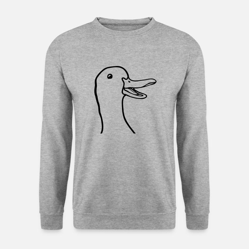 Comic Kopf süße Gans - Unisex Pullover - Weißgrau meliert