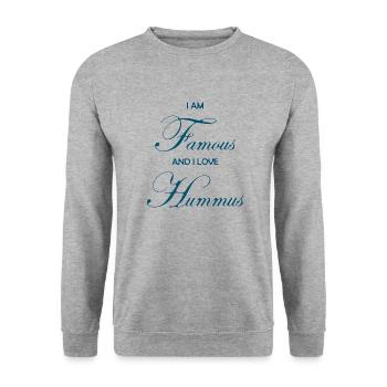 I AM FAMOUS HUMMUS AND I LOVE HUMMUS - Sweat-shirt Unisexe - gris chiné - Devant - Alina (178cm) & Michal (187cm)