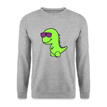 Cool Dino - Unisex Pullover - Weißgrau meliert - Vorne - Alina (178cm) & Michal (187cm)