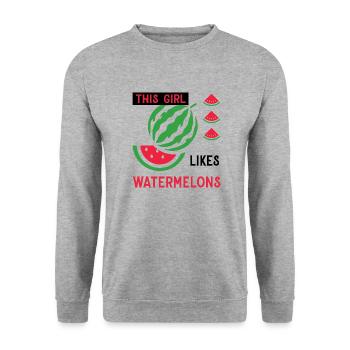 Mädchen mag tropische exotische - Unisex Pullover - Weißgrau meliert - Vorne - Alina (178cm) & Michal (187cm)