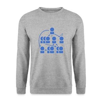 Firmen Organigramm - alles klar? - Unisex Pullover - Weißgrau meliert - Vorne - Alina (178cm) & Michal (187cm)