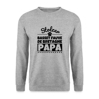 Basset Fauve de Bretagne lustig Herrchen Hund - Unisex Pullover - Weißgrau meliert - Vorne - Alina (178cm) & Michal (187cm)
