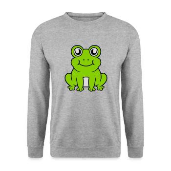 Small seated sweet frog - Unisex Sweatshirt - salt & pepper - Front - Alina (178cm) & Michal (187cm)