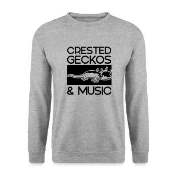 Geckos huppés et notes de musique : de jolis - Sweat-shirt Unisexe - gris chiné - Devant - Alina (178cm) & Michal (187cm)