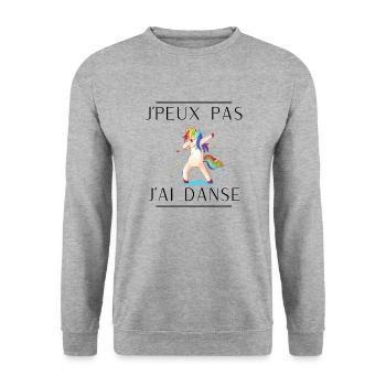 J'peux pas j'ai danse - Sweat-shirt Unisexe - gris chiné - Devant - Alina (178cm) & Michal (187cm)