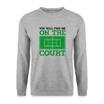 Finde mich auf dem Platz Tennisspieler Hobby - Unisex Pullover - Weißgrau meliert - Vorne - Alina (178cm) & Michal (187cm)