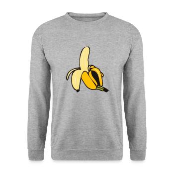 banane 11 A - Sweat-shirt Unisexe - gris chiné - Devant - Alina (178cm) & Michal (187cm)