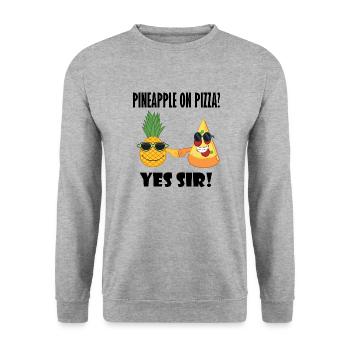 Pizza à l'ananas Pizza hawaïenne Exotic Pizzaiolo - Sweat-shirt Unisexe - gris chiné - Devant - Alina (178cm) & Michal (187cm)