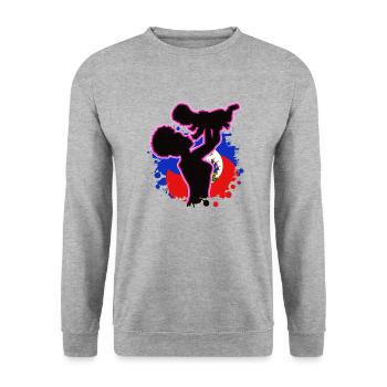 Haïti Drapeau Haïtien Mère Enfant I Cadeau - Sweat-shirt Unisexe - gris chiné - Devant - Alina (178cm) & Michal (187cm)