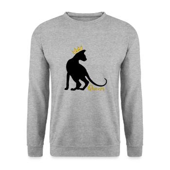 Queen Cat with Crown: OKH, Peterbald, Sphynx - Unisex Sweatshirt - salt & pepper - Front - Alina (178cm) & Michal (187cm)