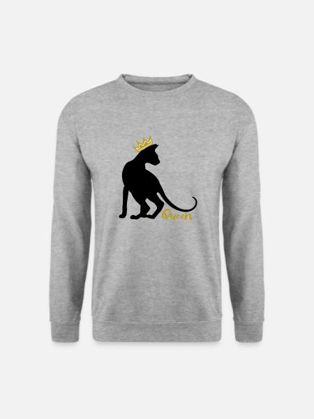 Queen Cat with Crown: OKH, Peterbald, Sphynx - Unisex Sweatshirt - salt & pepper