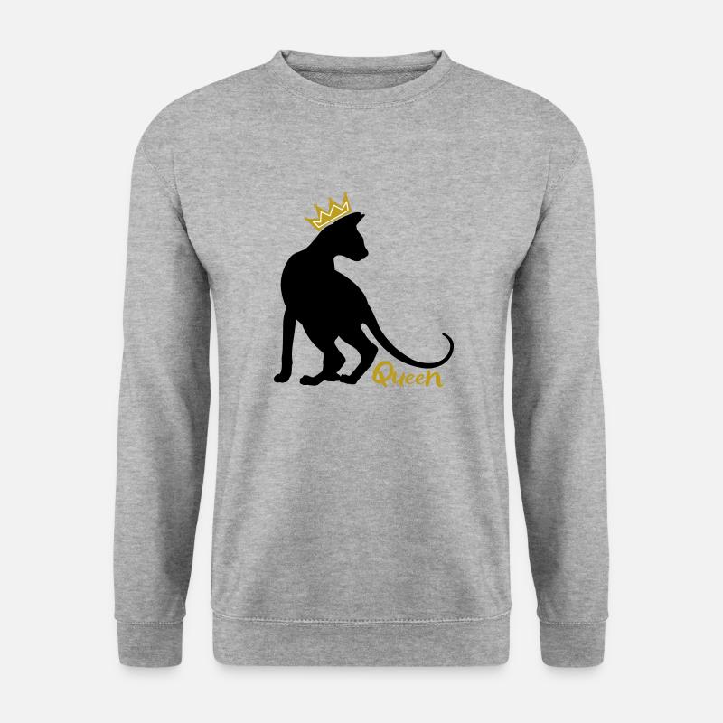 Queen Katze mit Krone: OKH, Peterbald, Sphynx - Unisex Pullover - Weißgrau meliert