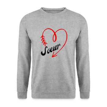 sœur cœur - Sweat-shirt Unisexe - gris chiné - Devant - Alina (178cm) & Michal (187cm)
