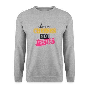 Choose Cheeses - not Jesus - Unisex Pullover - Weißgrau meliert - Vorne - Alina (178cm) & Michal (187cm)