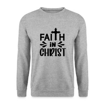 Faith in Christ - Unisex Pullover - Weißgrau meliert - Vorne - Alina (178cm) & Michal (187cm)