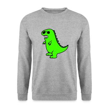 cool dino - Unisex Pullover - Weißgrau meliert - Vorne - Alina (178cm) & Michal (187cm)