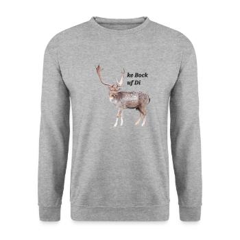 Ke Bock uf Di - Unisex Pullover - Weißgrau meliert - Vorne - Alina (178cm) & Michal (187cm)