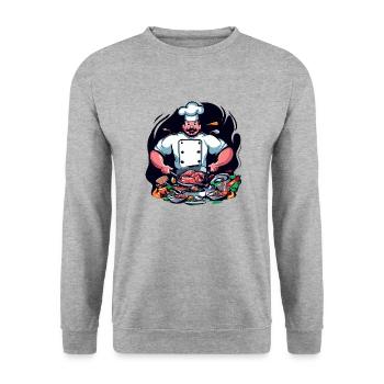 COOL TSHIRT. A CHEF PREPARING A BIG MEAL - Unisex Sweatshirt - salt & pepper - Front - Alina (178cm) & Michal (187cm)