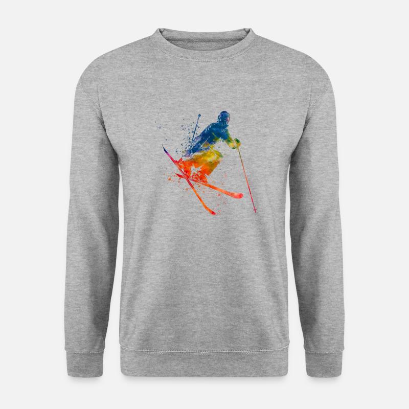 Skifahrer-Skifahrer - Unisex Pullover - Weißgrau meliert