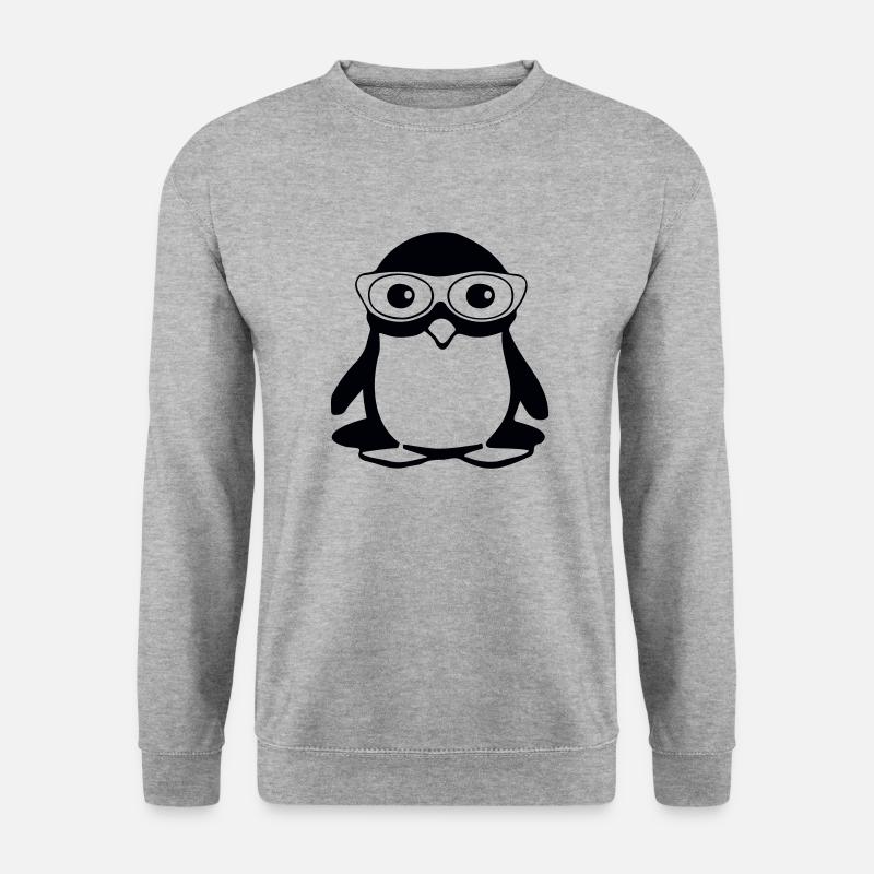 Penguin with glasses, vector illustration - Unisex Sweatshirt - salt & pepper