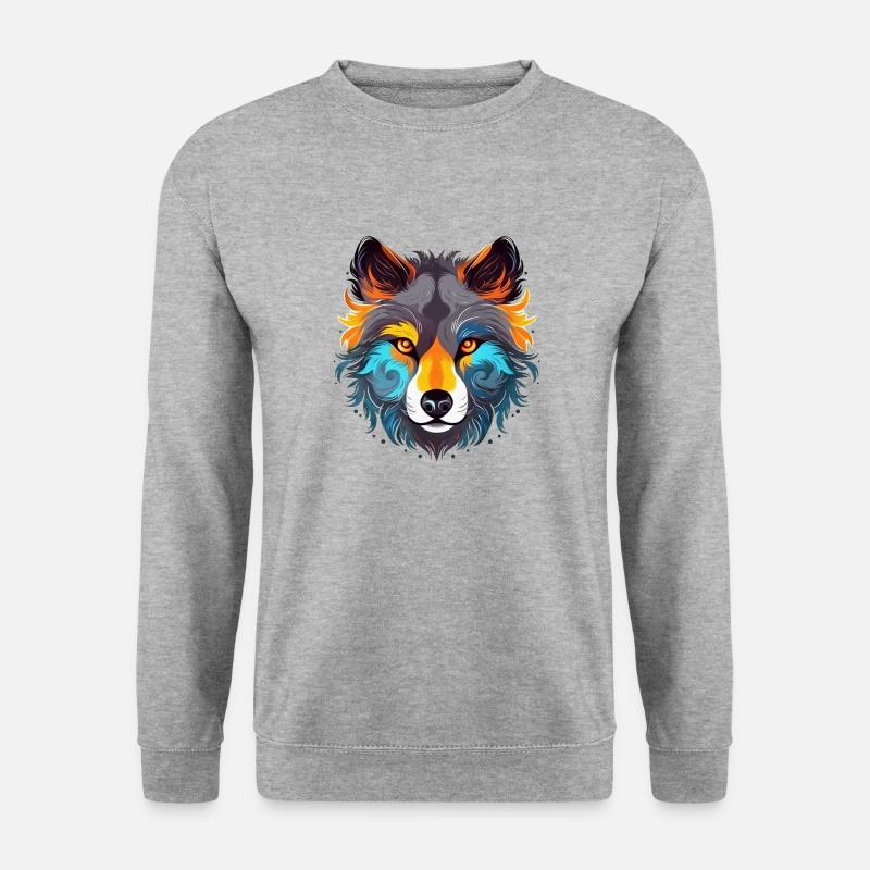 Magischer Wächter des Waldes - Unisex Pullover - Weißgrau meliert