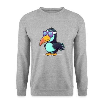Hob le toucan - Sweat-shirt Unisexe - gris chiné - Devant - Alina (178cm) & Michal (187cm)
