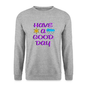 have a good day - Unisex Pullover - Weißgrau meliert - Vorne - Alina (178cm) & Michal (187cm)