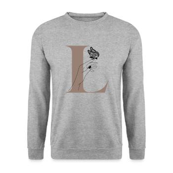 Letter L Magic Butterfly - Unisex Sweatshirt - salt & pepper - Front - Alina (178cm) & Michal (187cm)