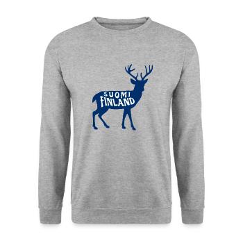 Suomi Finland Deer - Unisex Sweatshirt - salt & pepper - Front - Alina (178cm) & Michal (187cm)