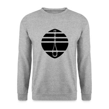 schwarzes Paddel Logo - Unisex Pullover - Weißgrau meliert - Vorne - Alina (178cm) & Michal (187cm)