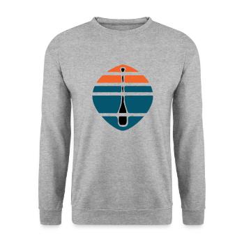 Paddel Sonnenuntergang Logo - Unisex Pullover - Weißgrau meliert - Vorne - Alina (178cm) & Michal (187cm)